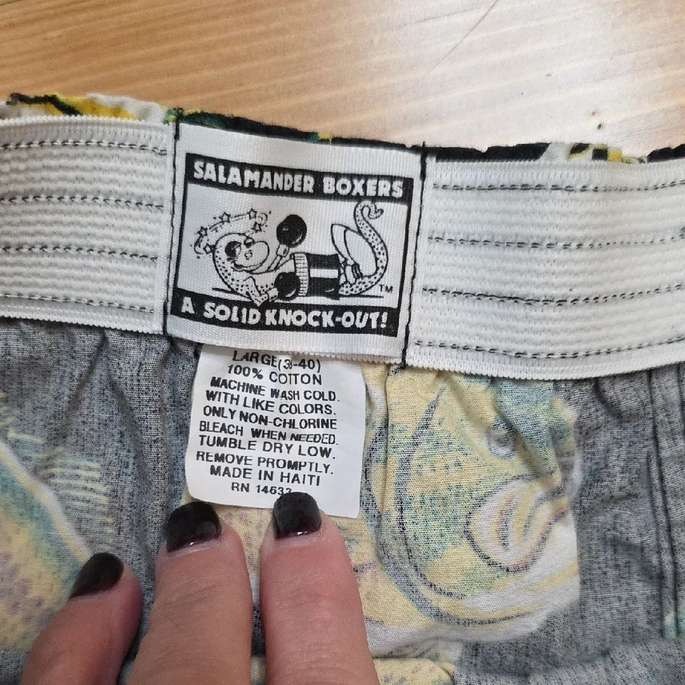 Bass Fishing Print Black Boxers- Salamander Boxers Size LARGE NWOT